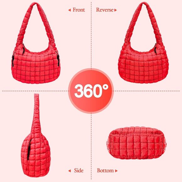 Fashionable Large Quilted Puffer Tote - Versatile Hobo Shoulder Bag for Women - Picture 6 of 7